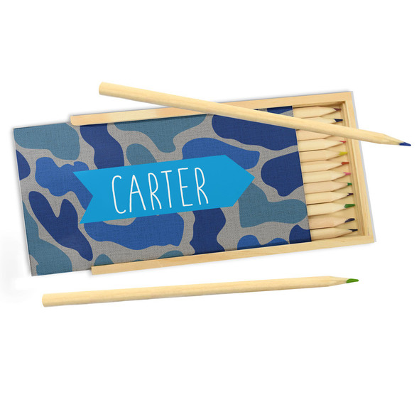 Blue Textured Camo Pencil Box Blue Textured Camo Pencil Box