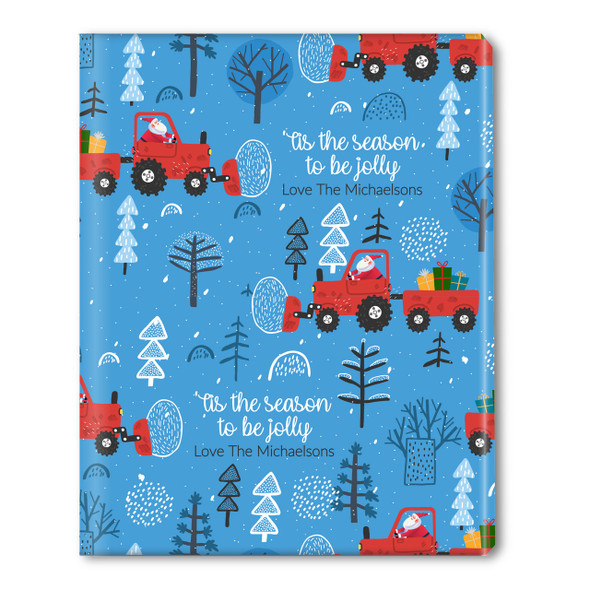 Jolly Santa Tractor Personalized Gift Wrap Jolly Santa Tractor Personalized Gift Wrap