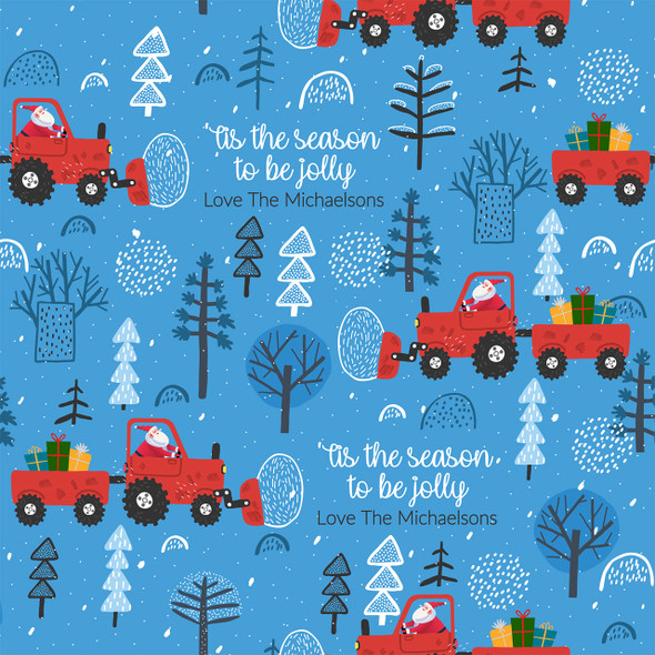 Jolly Santa Tractor Personalized Gift Wrap Jolly Santa Tractor Personalized Gift Wrap