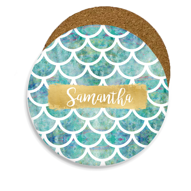 Sea Blue Scales Sandstone Coaster