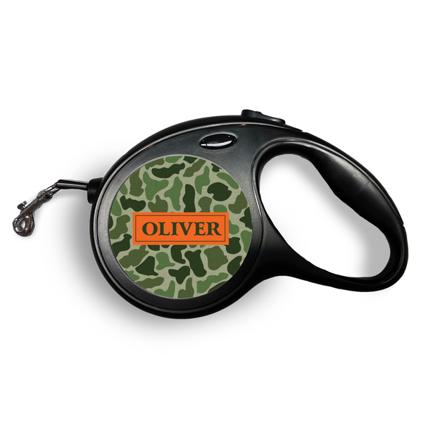 Green Textured Camo Retractable Pet Leash