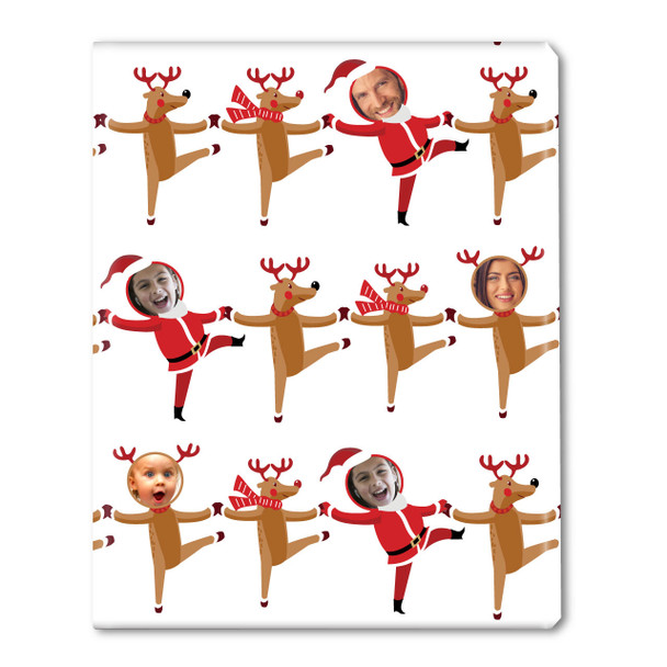 Dancing Santa & Reindeer Personalized Gift Wrap