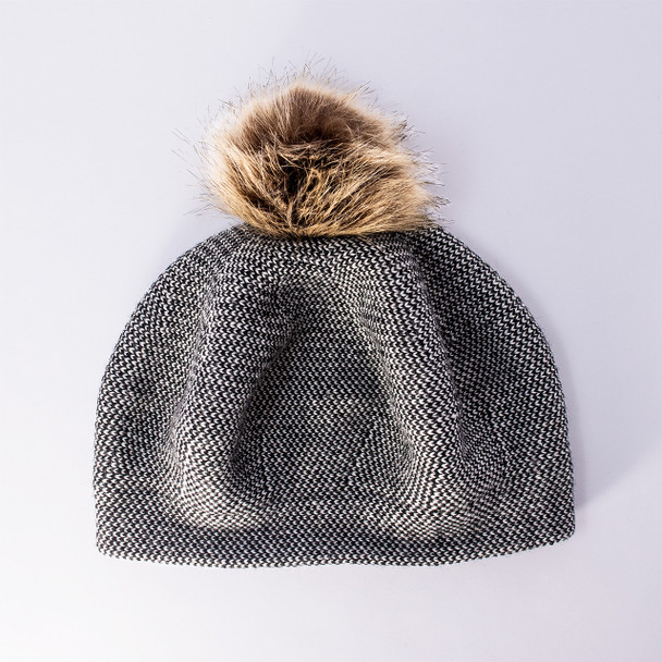 Knit Pom Beret- Tweed