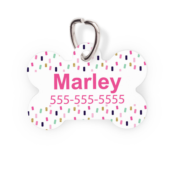Flamingo Sprinkles Bone Pet Tag - Pattern