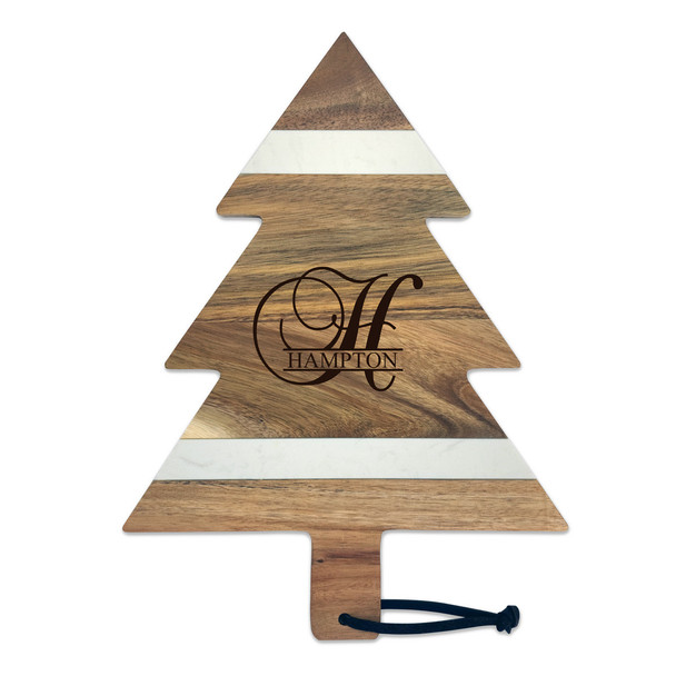Acacia & Stone Tree Serving Board Engraved Baroque