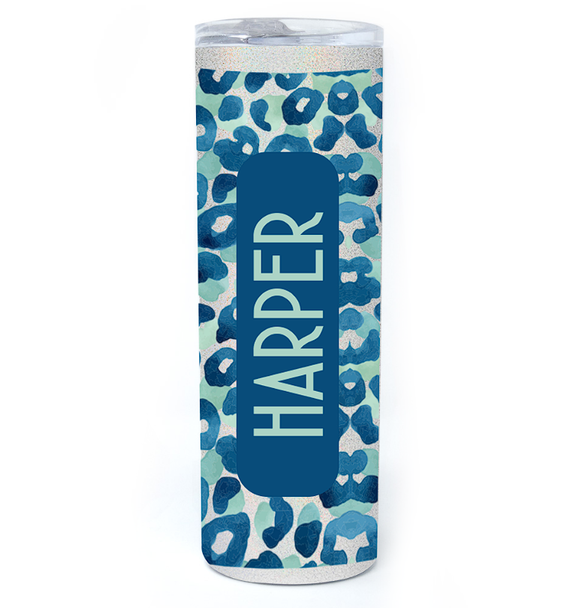 Blue Leopard Block Shimmer Tumbler 20 oz.
