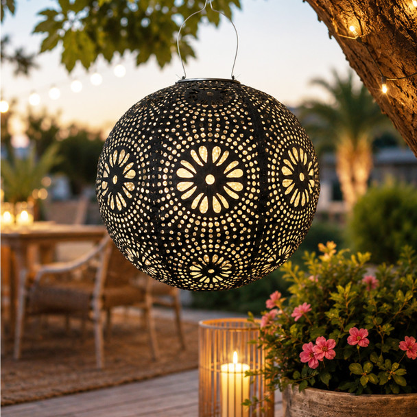 Floral Dots Globe Hanging Lantern