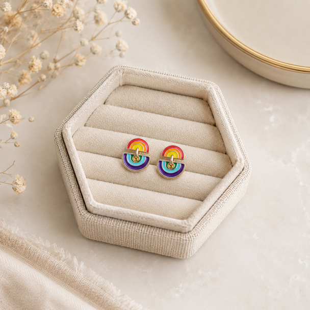Double Rainbow Dangle Earrings
