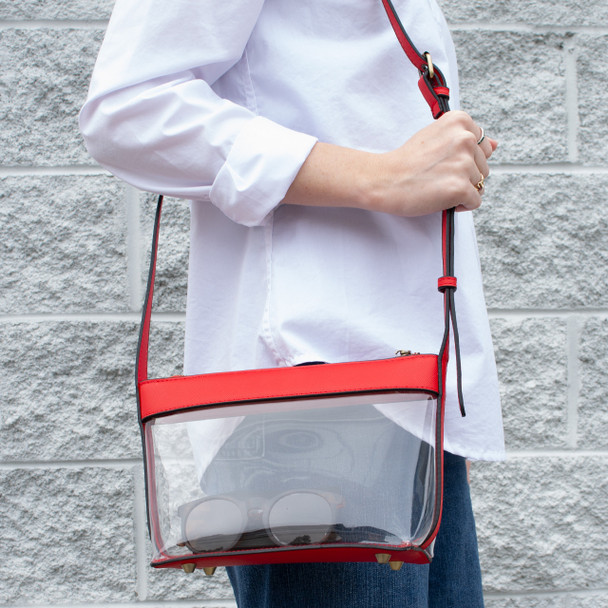 Clear/Red Crossbody Bag
