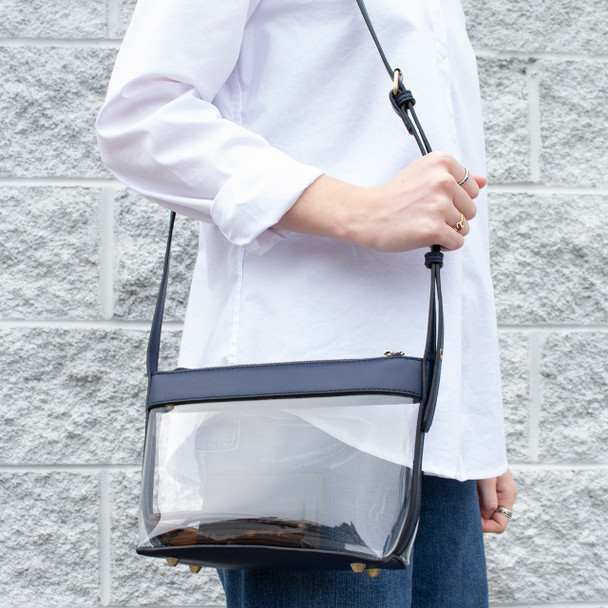 Clear/Navy Crossbody Bag