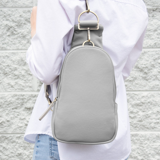 Sharla Sling Bag-Gray - Vegan Leather