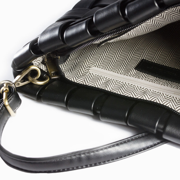 Monroe Woven Clutch/Crossbody- Vegan Leather - Midnight