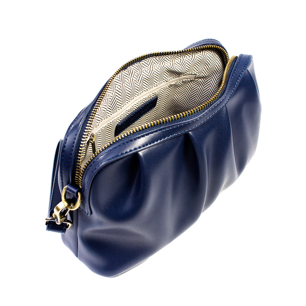 Navy Ruched Loop Clutch/Case - Vegan Leather