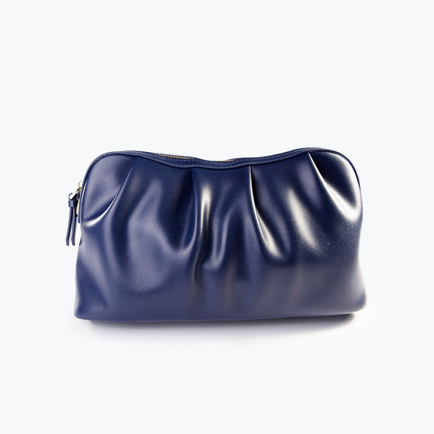 Navy Ruched Loop Clutch/Case - Vegan Leather