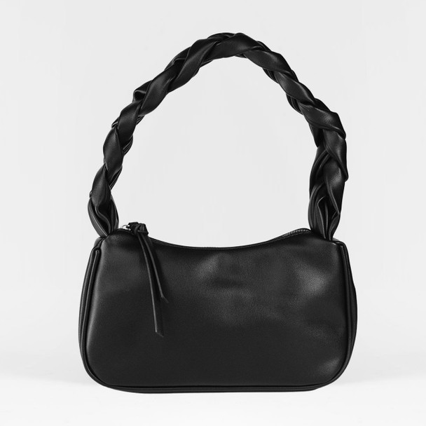 Midnight Braided Hobo Tote - Vegan Leather