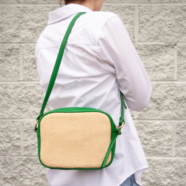 Archer Crossbody - Kelly/Raffia - Vegan Leather
