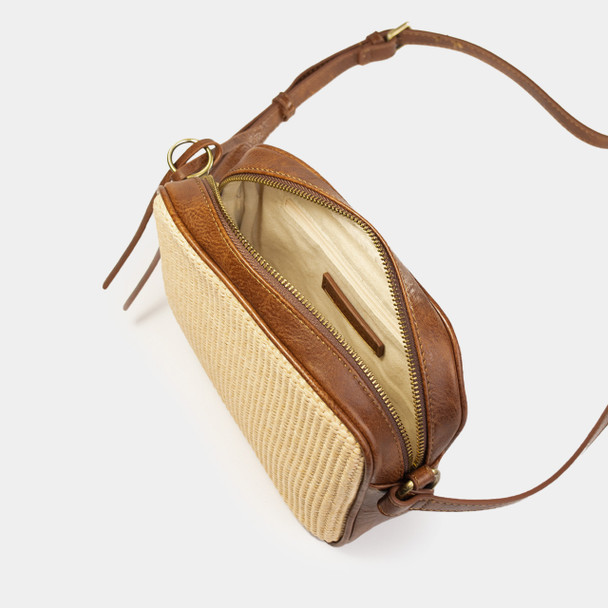 Archer Crossbody - Brown/Raffia - Vegan Leather