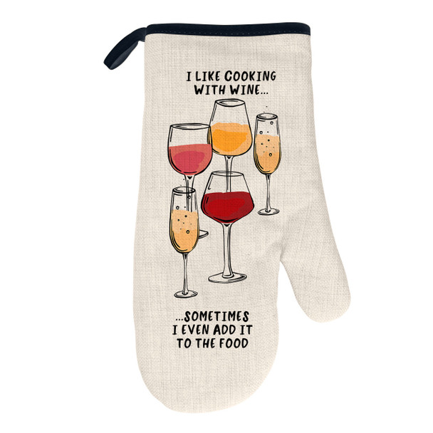 Cooks With Wine Natural/Black Oven Mitt