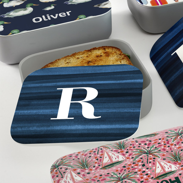 Navy WC Stripes RPET Sandwich Box - Personalized