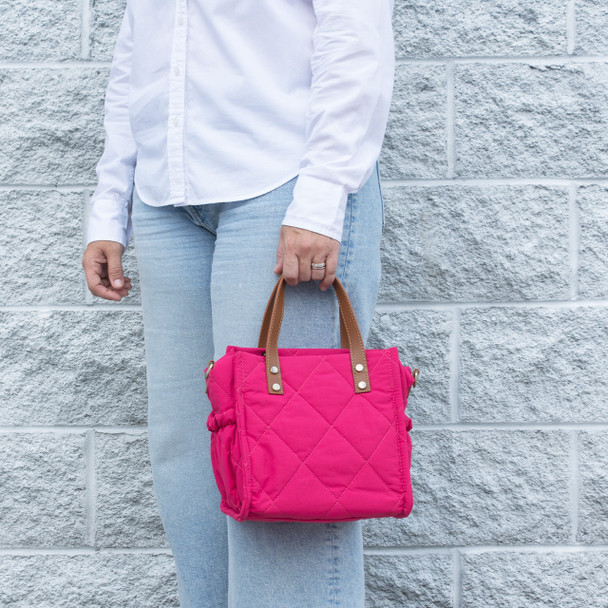 Hot Pink Puffy Lunch Tote