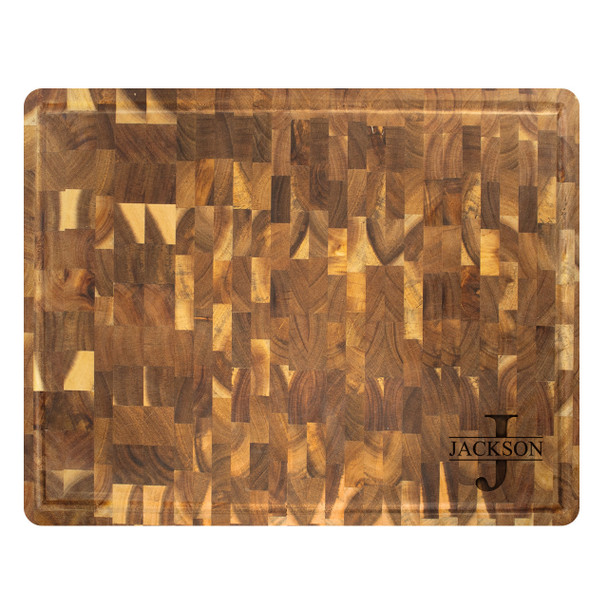 Acacia Rectangular End Grain Board - Engraved Timeltrban