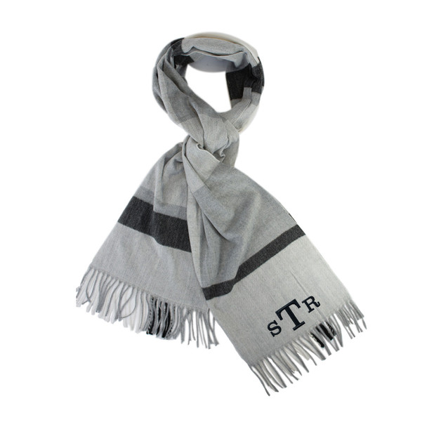 Spencer Large Plaid Scarf - Embroidered