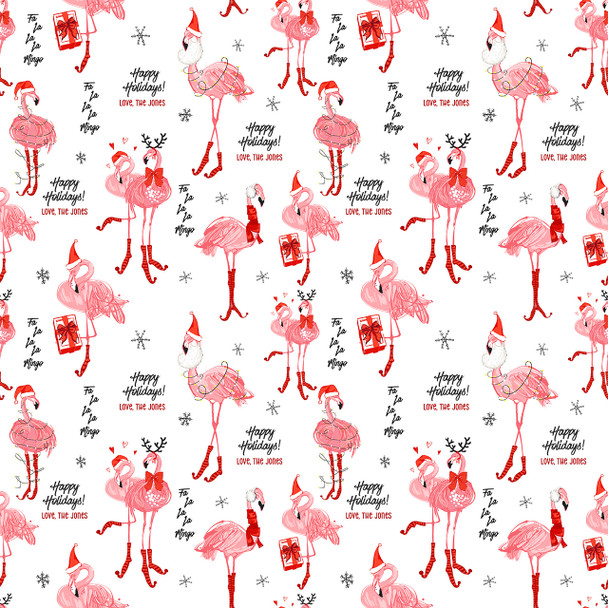 Holiday Flamingos Personalized Gift Wrap