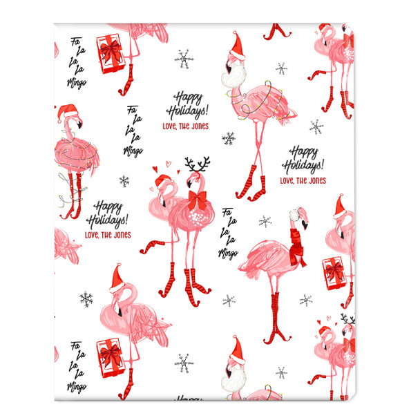 Holiday Flamingos Personalized Gift Wrap