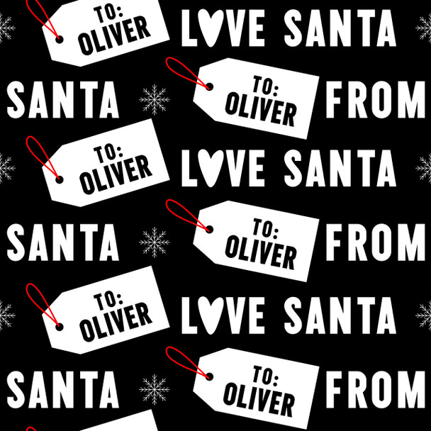 To From Santa Personalized Gift Wrap - Solid