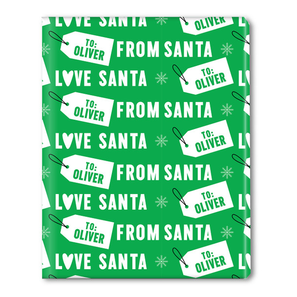 To From Santa Personalized Gift Wrap - Solid