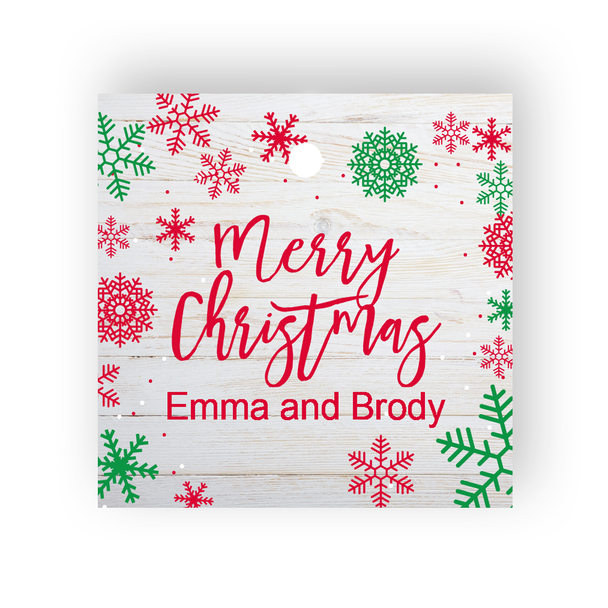 Snowflakes on Wood Gift Tags - White - Set of 35 - Pearl