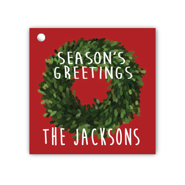 Watercolor Wreath Gift Tags - Red - Set of 35 - Pearl Watercolor Wreath Gift Tags - Red - Set of 35 - Pearl