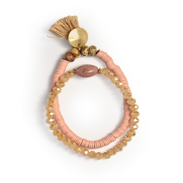 Champagne Rose Beaded Bracelets