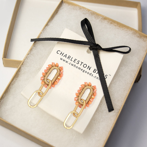 Coral Cascading Link earrings