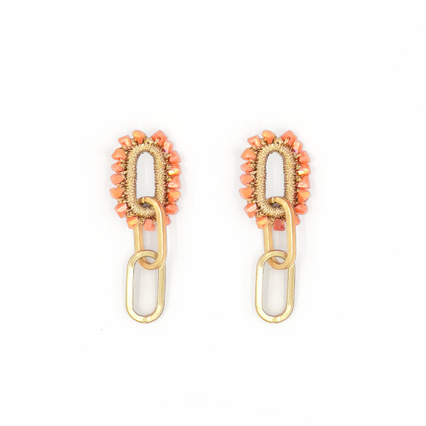 Coral Cascading Link earrings
