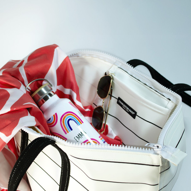 Stono Carryall Medium Zip Tote - White/Black