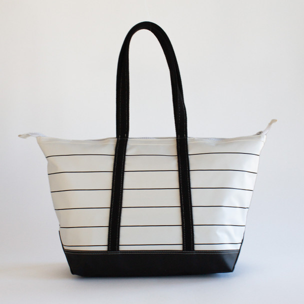 Stono Carryall Medium Zip Tote - White/Black