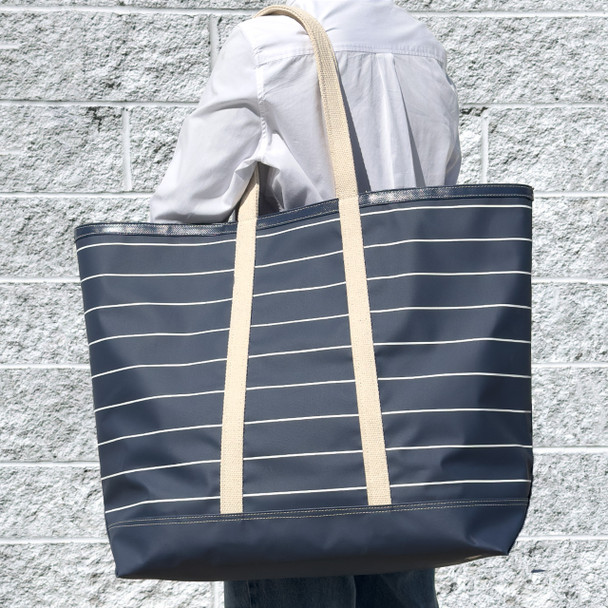 Stono Large Essentials Tote - Navy/White