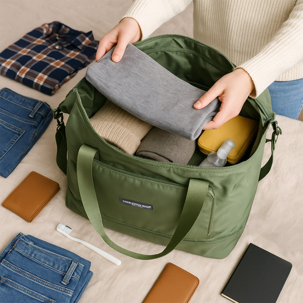 Overachiever Packable Zip Tote - Olive