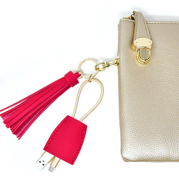 Hot Pink Tassel Charging Key Chain