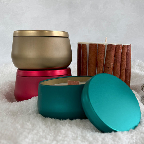 Holiday Wood Wick Candle Tins
