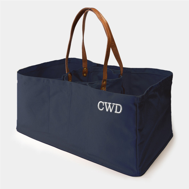 Navy XL Canvas Market Tote- Embroidered