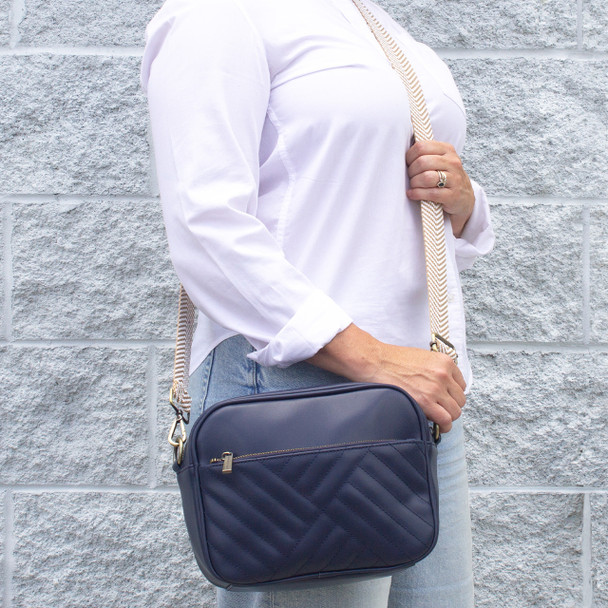 Commuter Crossbody Bag- Navy - Stamped