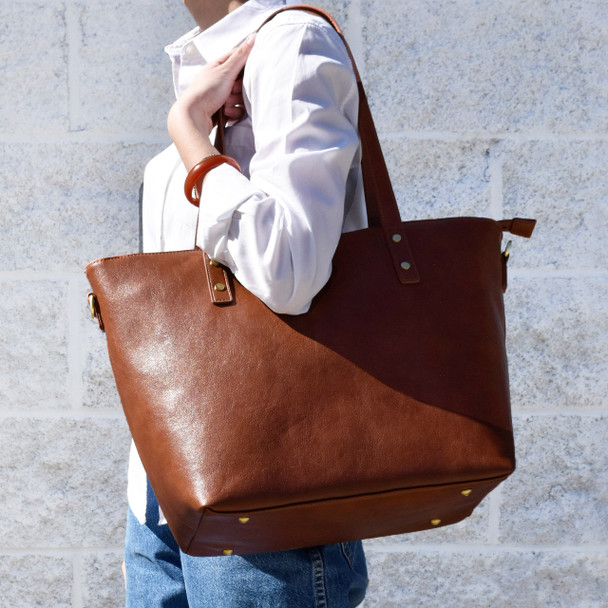 Olivia Organized Tote - Brown - Stamped