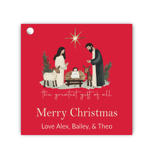 Greatest Gift Square Gift Tag Set - Red