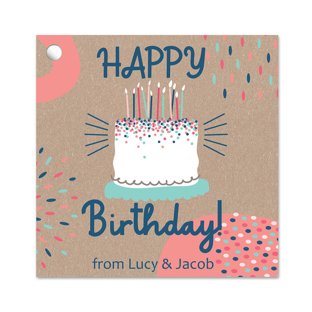 Cake Happy Birthday Square Gift Tag Set
