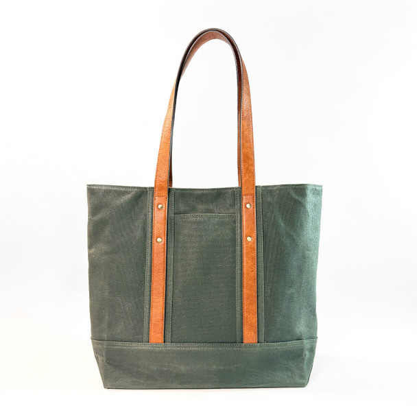 Waxed Canvas Huck Tote - Smoky Evergreen