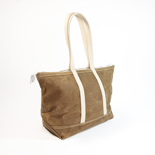 Waxed Canvas Stono Carryall Medium Zip Tote - Khaki