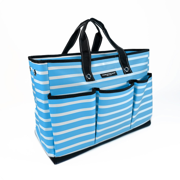 Dolly Hauler Pocket Tote - Azure/White