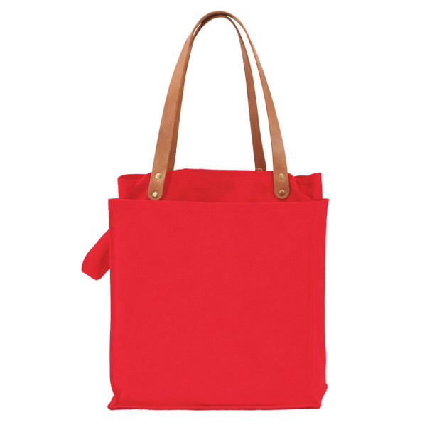 Red Canvas Market Tote -Embroidered 